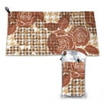 thumbnail image 1 of YFYANG Adult Microfiber Portable Travel Towel, Brown Baroque Floral Texture Quick Dry Towel with Hiking Buckle PVC Pouch, 16" x 31.5", 1 of 6