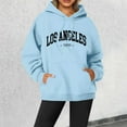 thumbnail image 2 of XAOWF Women'S Casual Hooded Loose Fit Letter Printed Long Sleeve Fashionable Sweatshirt With Kangaroo Pocket Streetwear 2025 Versatile Trendy Pullover, 2 of 6