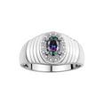 thumbnail image 1 of RYLOS Men's Rings 14K White Gold Classic Halo Of  Diamonds 7X5MM Oval Gemstone Ring Alexandrite June Birthstone Rings For Men Size 9, 1 of 7