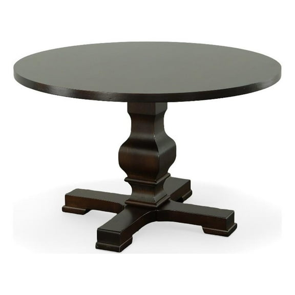 Pemberly Row Modern 47" Round Pedestal Dining Table in Espresso