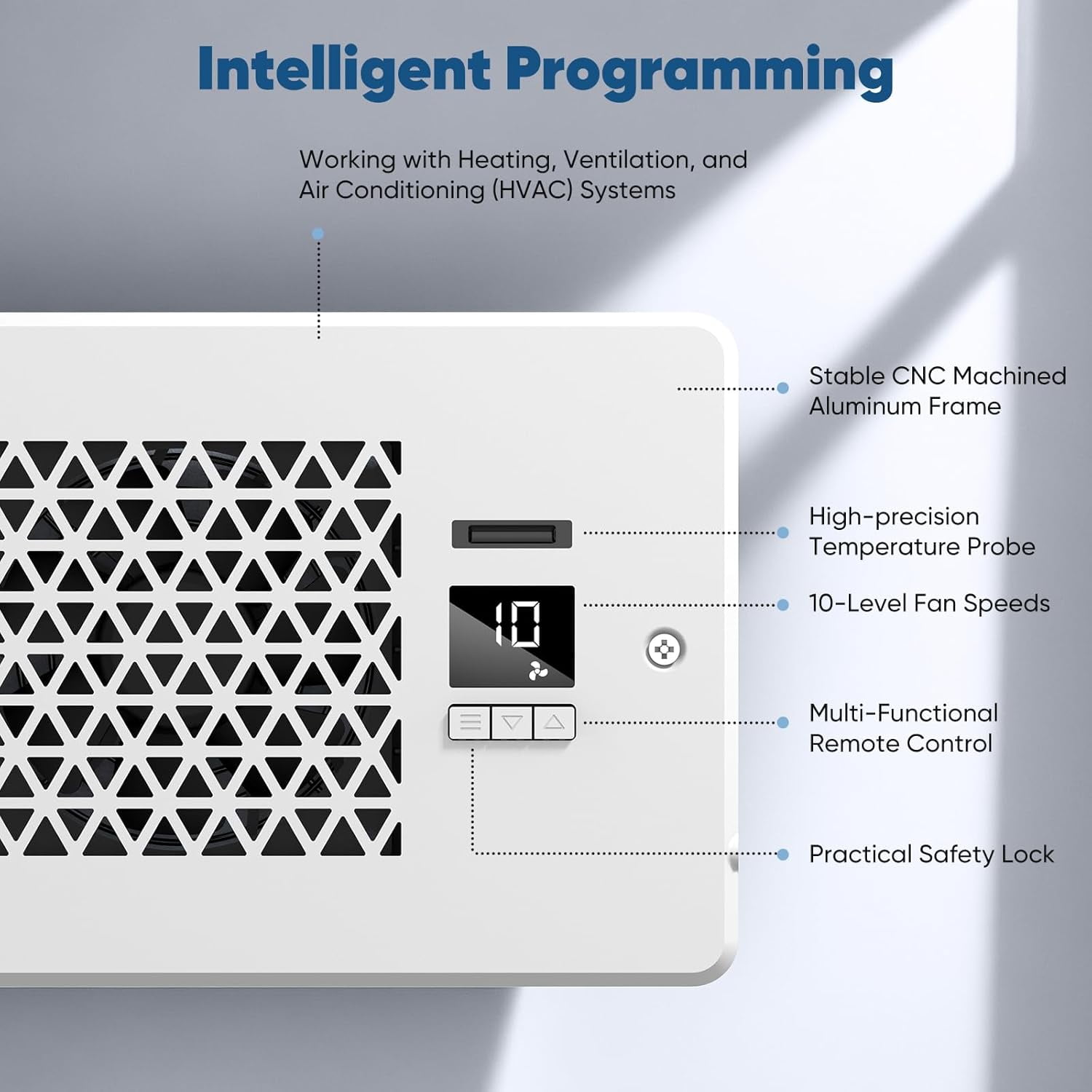 Nordic Hygge Register Booster Fan for 4" x 10" Register Holes with Remote Control and Thermostat, White