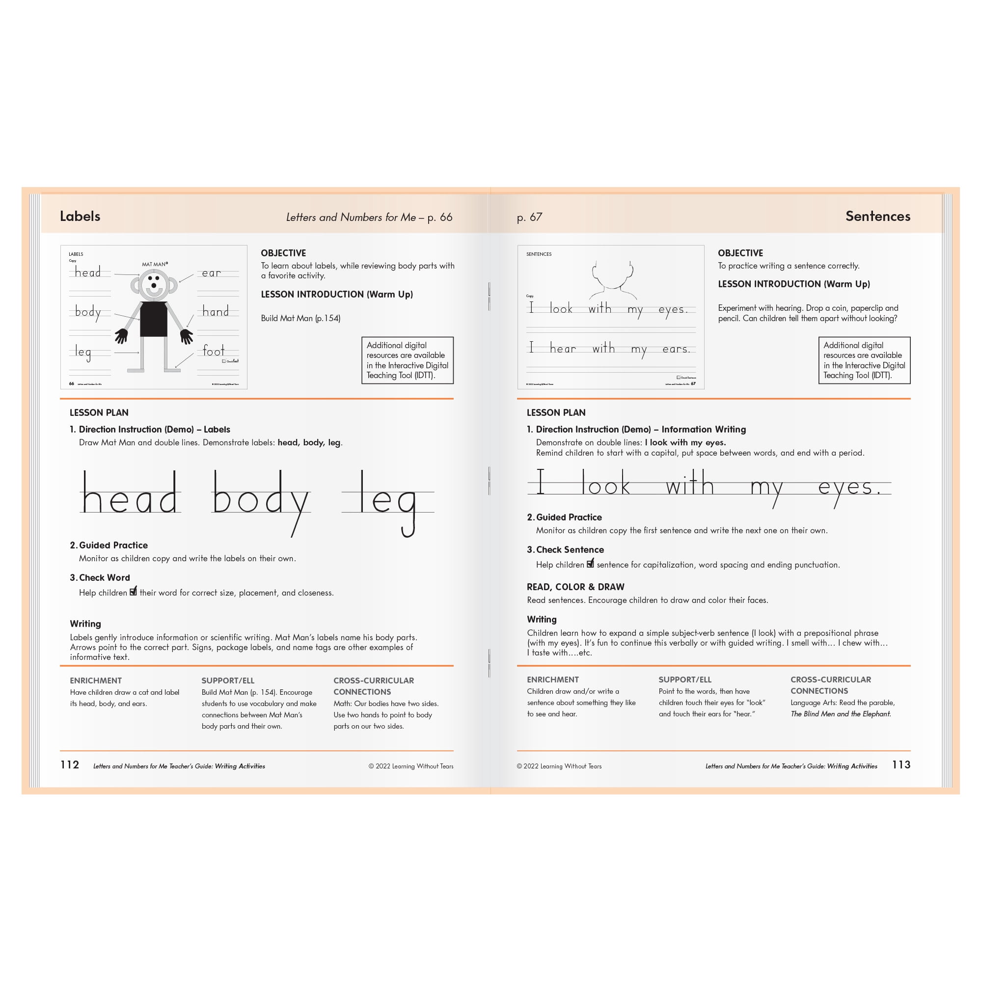 Handwriting Without Tears - Letters & Numbers for Me Teacher's Guide, Kindergarten