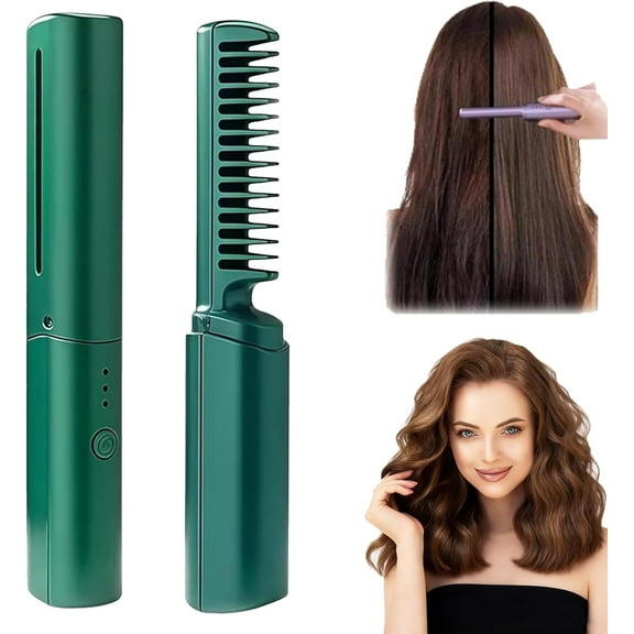 Ceramic Hairdressing Comb with 3 Heat Settings, 2-in-1 Cordless Styling Tool for Smooth Frizz-Free Hair - USB Rechargeable & Travel-Friendly