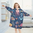thumbnail image 5 of FORMRS Wearable Blanket Hoodie with Sleeves for Kids Cozy Flannel Sweatshirt, Pink Jellyfish, 5 of 7