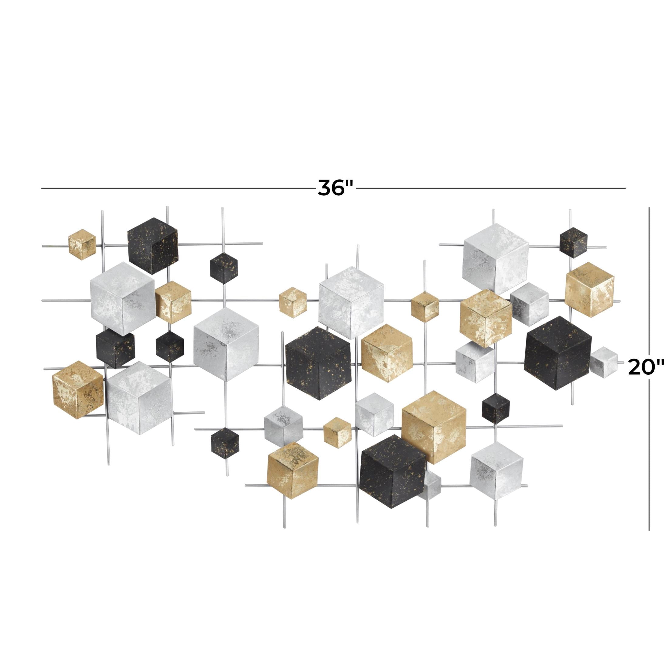 CosmoLiving by Cosmopolitan Multi Colored Metal 3D Cube Relief Geometric Wall Decor