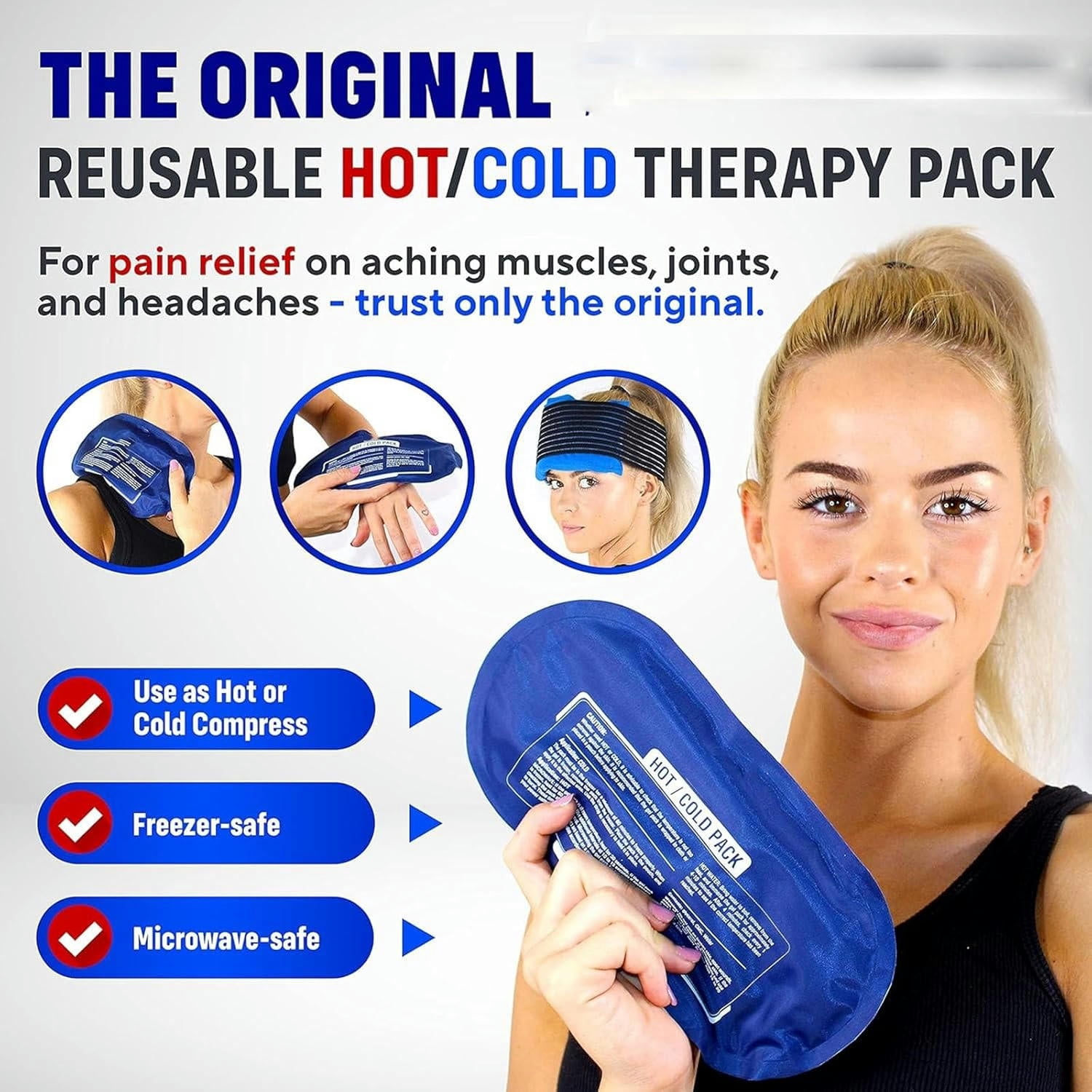 GXCZ Ice Packs for Injuries Reusable, Soft Gel Hot and Cold Therapy Packs, Ice Pack for Injuries with Wrap Pain Relief Adjustable & Flexible Wrap for Knees Back Shoulders Arms and Legs