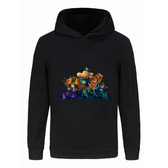 Dog Man City Scene at Night Kids Hoodie – Urban Comic Group Sweatshirt for Boys & Girls