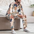 thumbnail image 5 of Mens Pajamas Set, Watercolor plants Button Down Long Sleeve Loungewear Sleepwear Pjs sets for Men, 5 of 5