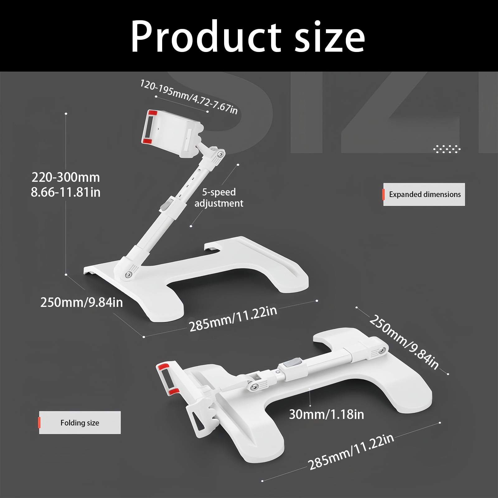 Adjustable Sturdy Phone Stand Rack Holder for 4 to 12 Inch Tablets and Phones Including All Brands Bed Sofa Desk Support