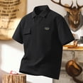 thumbnail image 6 of Men's Summer Breathable Polo Shirt, Loose Fit Short Sleeve Work Shirt with Chest Pocket and Emblem Size M-5XL Black, 6 of 6