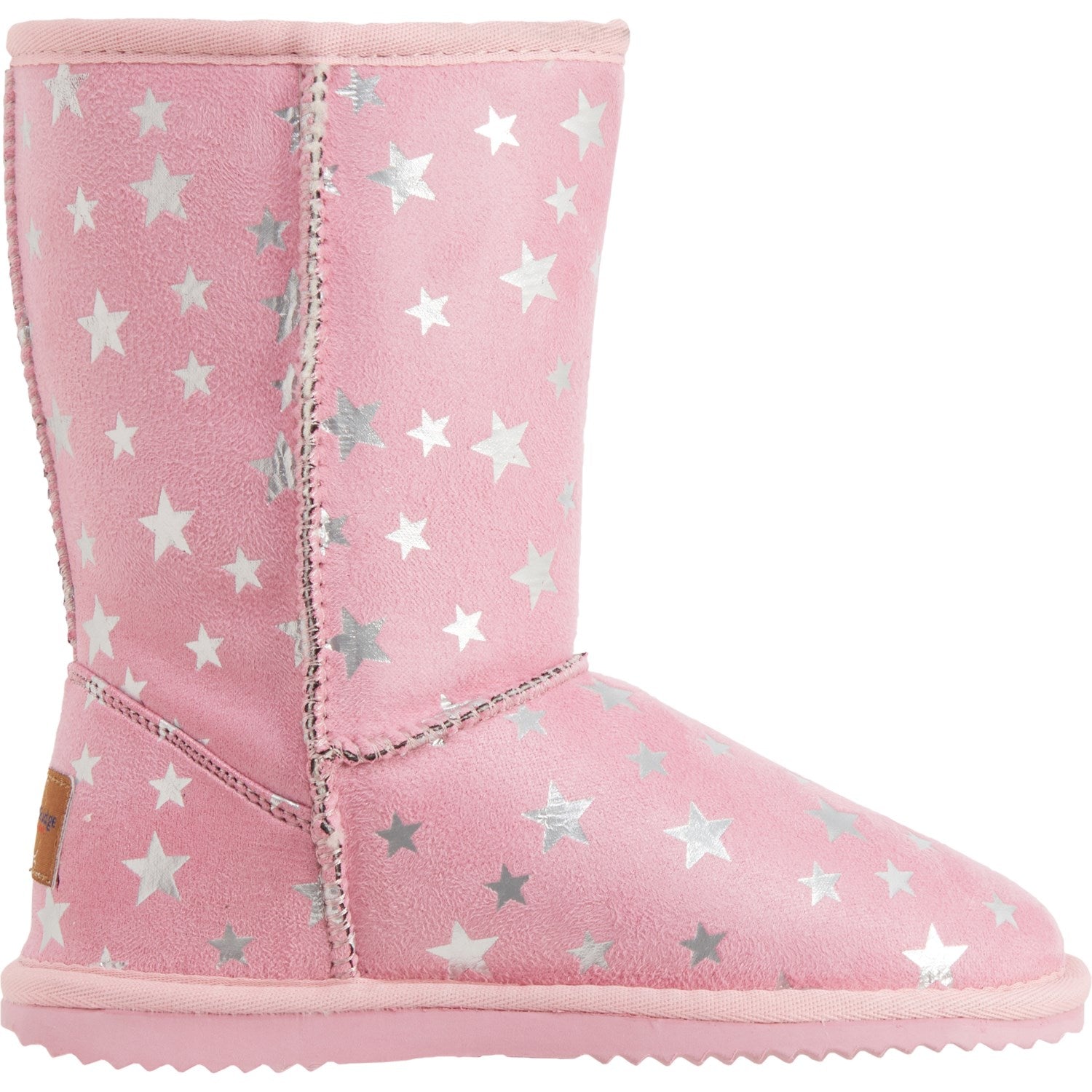 Girls Stars Faux Suede with Plush Faux Fur Lining Metallic Stars Kirby Lo Winter Boots-Pink / 13