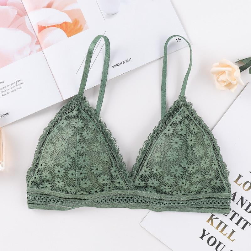 IROINNID Women's Triangle Bralette Bras Solid Low Back Lifting Deep U  Shaped Backless With Convertible Clear Straps Underwear 