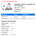thumbnail image 2 of Brake Master Cylinder - Compatible with 1991 Ford Escort, 2 of 2