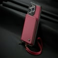 thumbnail image 6 of for Apple iPhone 15 Pro Max 6.7 Inch (2023 Release),iPhone 15 Pro Max Wallet Case With Crossbody & Wrist Strap,Zipper Card Pocket Stand Rugged PU Leather Phone Cover - Red, 6 of 16