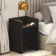 thumbnail image 2 of Furinno VIOLA Night Stand, Nightstand, Thick Frame End Table with Storage Bin, Side Table, End Table, for Living Room, Bedroom, Dark Oak, 2 of 5
