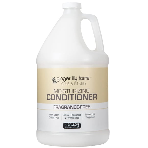 Ginger Lily Farms Club & Fitness Acondicionador Hidratante para Cabello Seco, 100% Vegano y Libre de Crueldad, Sin Fragancia, Recarga de 1 Galón (128 Fl Oz)