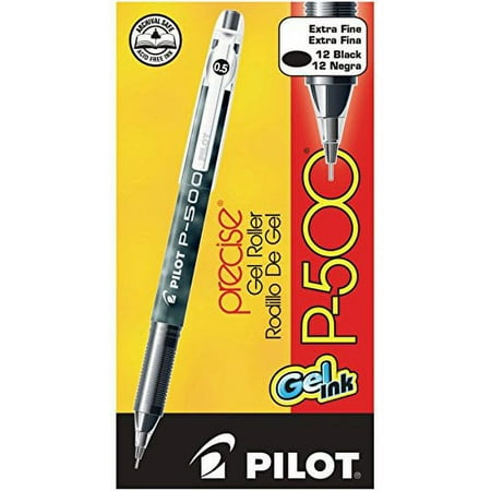 2 DOZEN: Pilot Precise P-500 Gel Ink Rolling Ball Pens, Extra Fine Point, Black Ink, (38600)