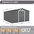 thumbnail image 3 of 10FT x 12FT Metal Outdoor Storage Shed, Steel Garden Storage House with Double Sliding Doors, Waterproof Tool Shed for Backyard Patio, 3 of 16