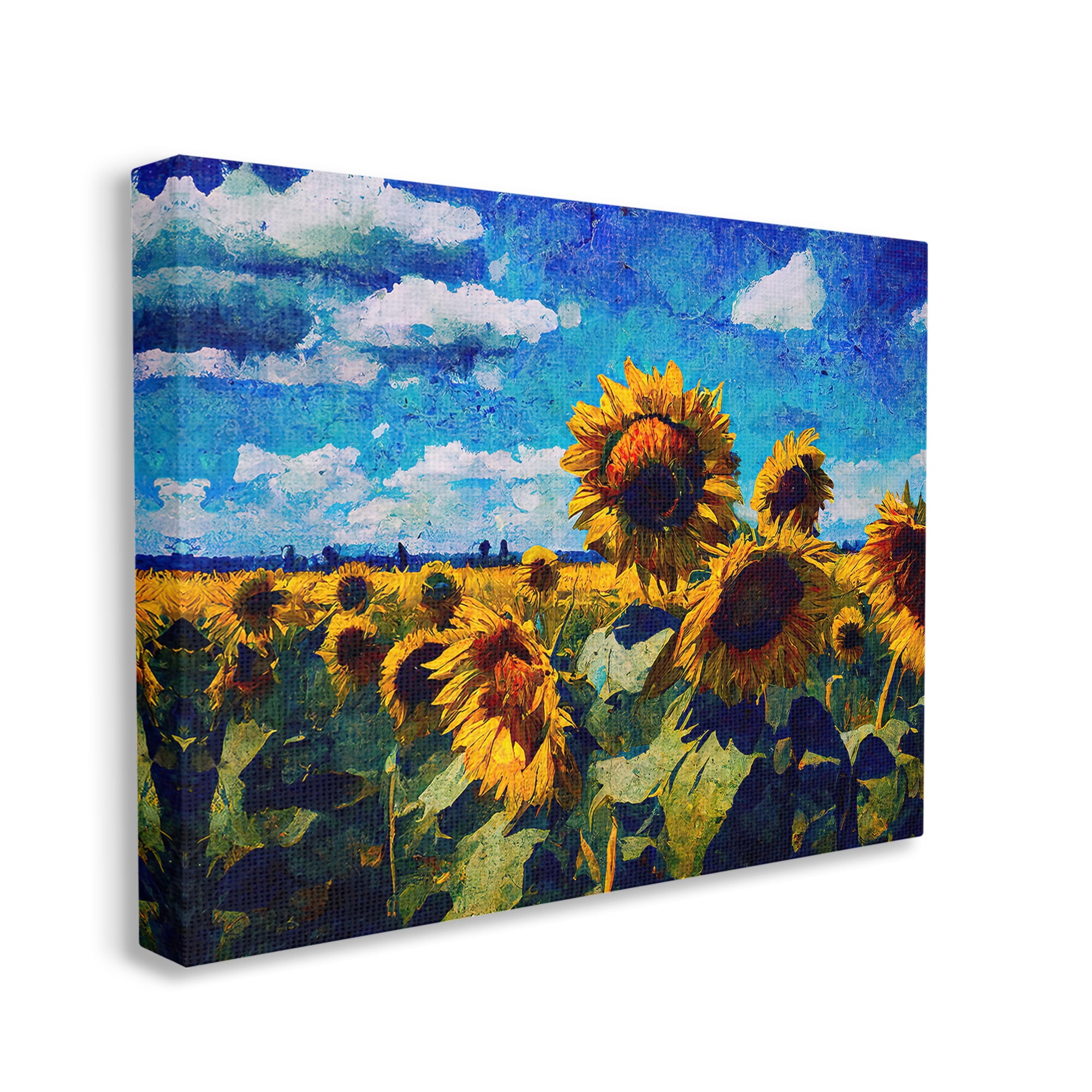 Stupell Industries Sunflower Field & Clouds Landscape Painting Gallery Wrapped Canvas Art Print Wall Art, 40 x 30