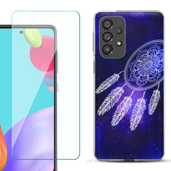 Slim-Fit Gel TPU Phone Case for Samsung Galaxy A33 5G, with Tempered Glass Screen Protector, by OneToughShield ® - Dream Catcher