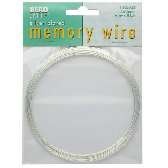 Memory Wire, Necklace Round 3.6 Inch Diameter, 38 Loops, Silver Plated