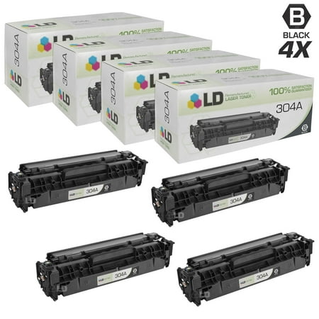 LD © Remanufactured Replacement Laser Toner Cartridges for Hewlett Packard CC530A (HP 304A) Black for Hewlett Packard (HP) CM2320/CP2025 (4 Pack)