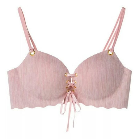 

Gyratedream Girls Women s Front Bowknot Tie Gathered Wirefree T-shirt Bra A B C Cup