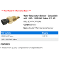 thumbnail image 2 of Water Temperature Sensor - Compatible with 1992 - 2000 GMC Yukon 5.7L V8 1993 1994 1995 1996 1997 1998 1999, 2 of 2