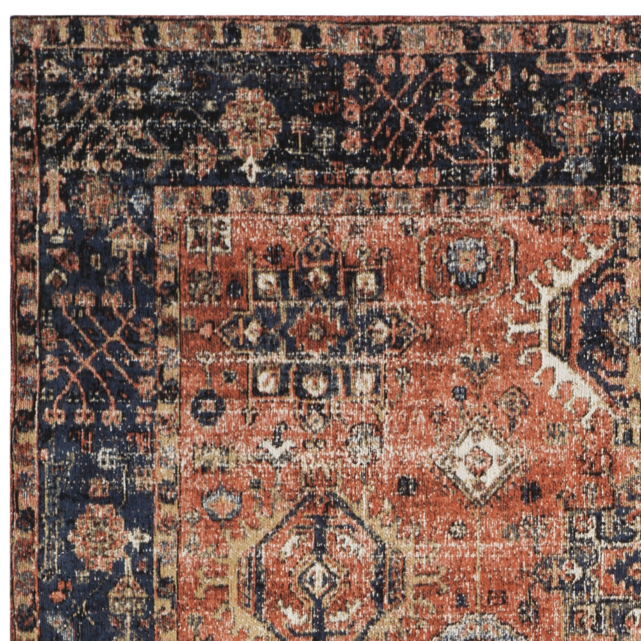 SAFAVIEH Classic Vintage Caroline Medallion Area Rug, Rust/Navy, 4' x 6'