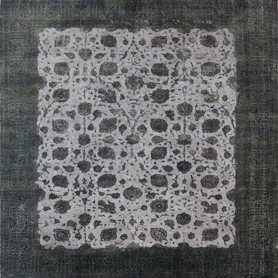 Ahgly Company Indoor Square Mid-Century Modern Gunmetal Gray Oriental Area Rugs, 7' Square