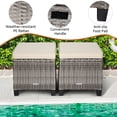 thumbnail image 5 of Patiojoy Set of 2 Outdoor Rattan Cushioned Ottoman Seat All Weather Patio Footrest White, 5 of 7