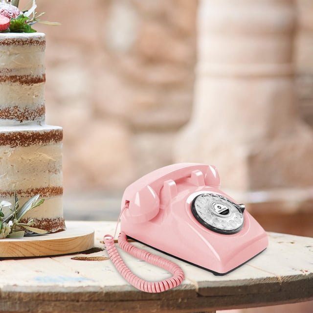 Revolve Dial Landlines Desk Teléfono Con Cable Retro Para Boda Hotel Office BLESIY Libro de Visitas Teléfono