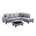 thumbnail image 2 of Aukfa Sectional Sofa, 103" Living Room Couch w/ Storage Ottoman, Right Facing Chaise, Linen, Gray, 2 of 10