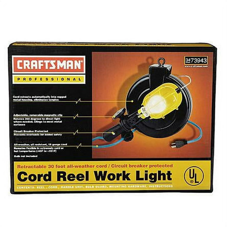 Craftsman Sears Retractable 20-FT Cord Reel Work Light - Brand New Open  3473942
