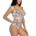 thumbnail image 5 of Picia Passport Stamp Blooming Jelly Womens Tummy Control Bathing Suits Slimming Ruffle Swimsuit One Piece Lace Swimwear-, 5 of 8