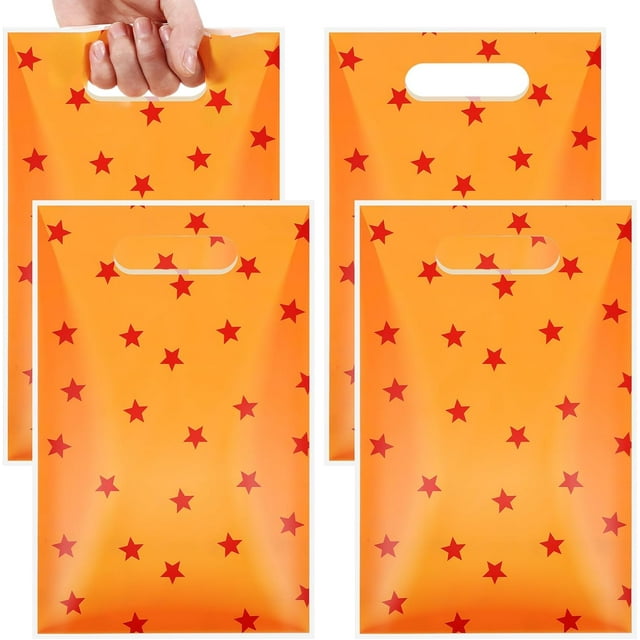 Estbridge 50 Pcs Sacs Cadeaux de Fête Anime Étoiles Jaunes et Rouges Thème Anime Sacs à Friandises Emballage de Bonbons Dessin Animé avec Poignée pour Fournitures d'Anniversaire