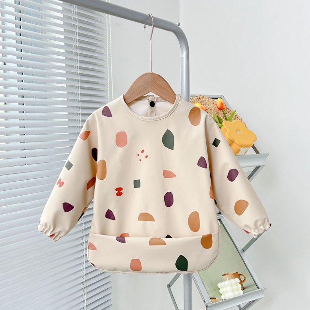 Babero de alimentación para bebés de manga larga impermeable y antiadherente para niños, funda antisuciedad para alimentación de bebés