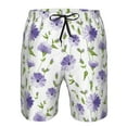 thumbnail image 4 of Kdxio Purple Chicory Pattern Mens Casual Shorts - Drawstring Summer Beach Sports Shorts for Men, 4 of 9
