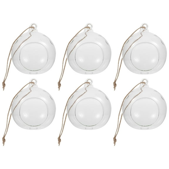 LOLIPPYY Glass Tealight Holder Hanging Clear Glass Globe Modern Minimalist 6Pcs Sphere Ball Decor