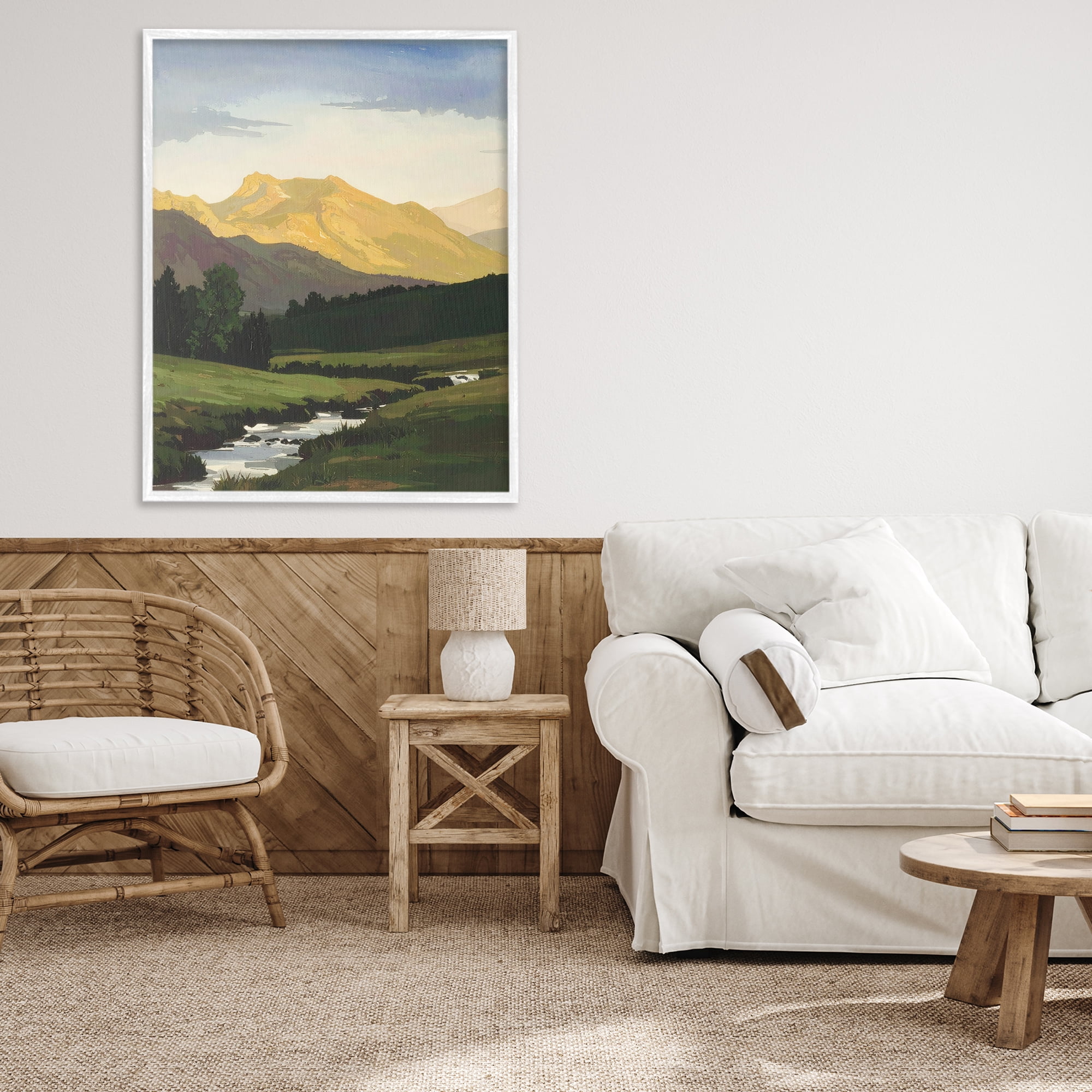 Stupell Industries Mountain Across The Valley White Framed Giclee Art, design by Alonza Saunders