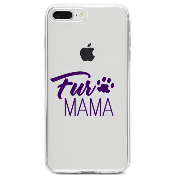 DistinctInk Clear Shockproof Hybrid Case for iPhone 7 PLUS / 8 PLUS (5.5" Screen) TPU Bumper Acrylic Back Tempered Glass Screen Protector - Fur Mama - Dog Paw