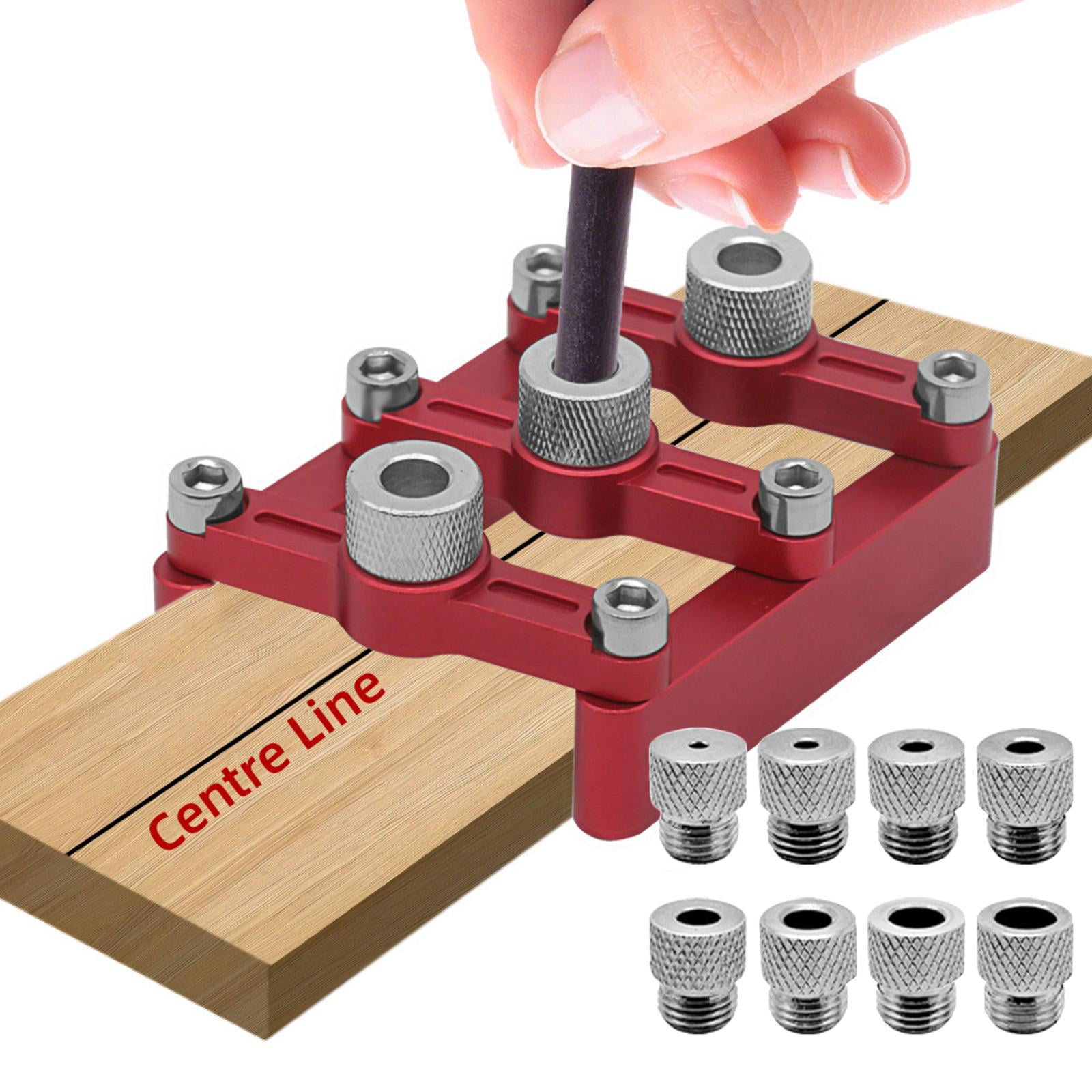 Dowelling Jig Wood Dowel Jig for Straight Holes Adjustable Self Centering Dowelling Jig for Drawers Craft Construction Cabinets Woodworking 11 drill bushing