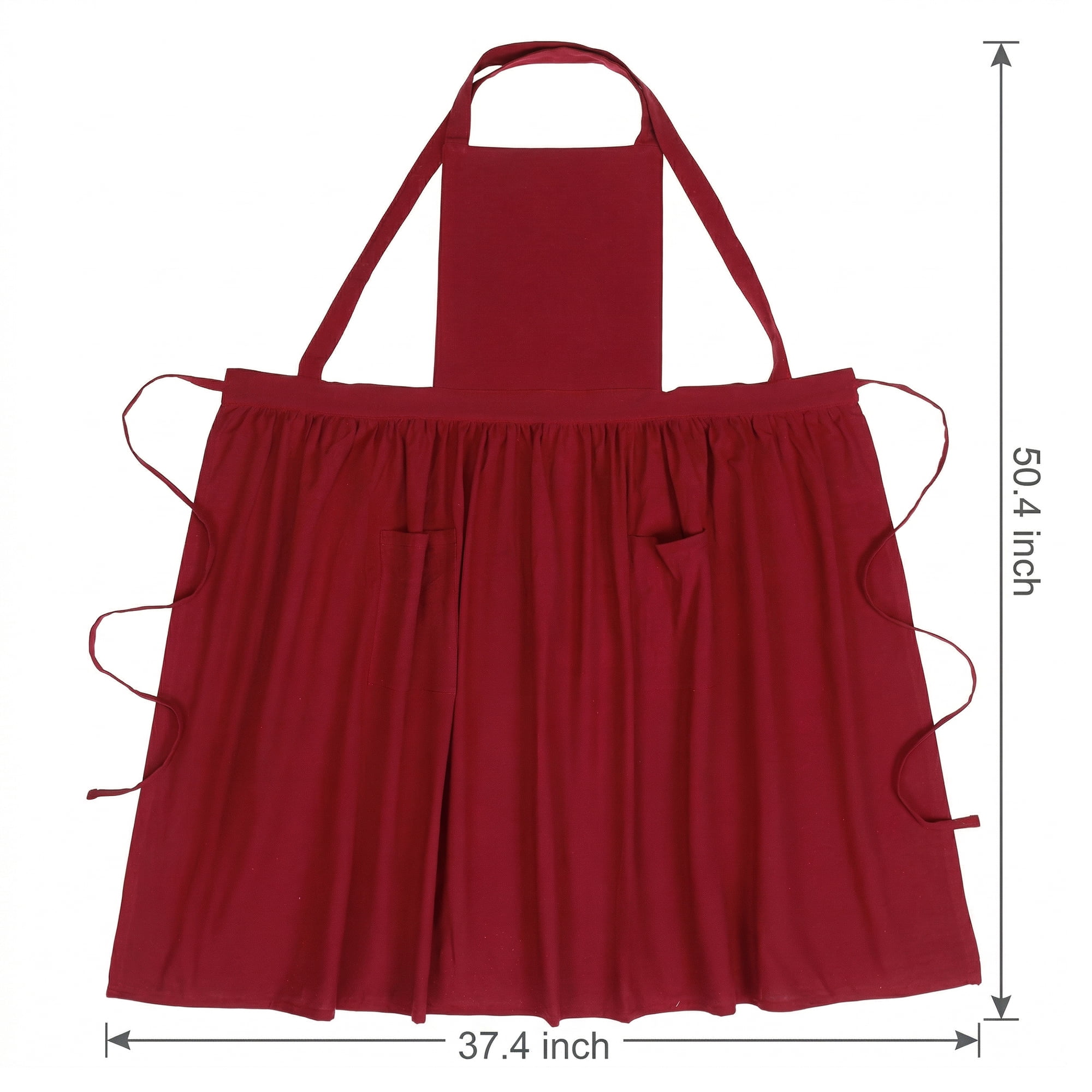 Unique Bargains Women's Kitchen Apron Long Waist Cooking Apron 37.4x50.4in Burgundy