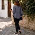 thumbnail image 6 of Stralyhd Jean Jacket Women Long Sleeve Fall Retro Denim Jackets Short Lapel Jean Coats Button Down Denim Shirt with Chest Pockets Gray M, 6 of 6