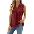 thumbnail image 3 of Womens Tank Tops Loose Fit Womens Summer Tank Tops Women Ladies Sexy V Neck Lace Trim Tank Tops Dressy Camisole Casual Loose Sleeveless Tunic Blouse Shirts Wine XXL, 3 of 6