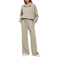 thumbnail image 2 of Prolriy Sweatsuits Women 2 Piece Outfit Women's Comfortable Casual Daily Solid Color Pants Spring and Autumn Set Sweatsuits for Women Khaki S, 2 of 5