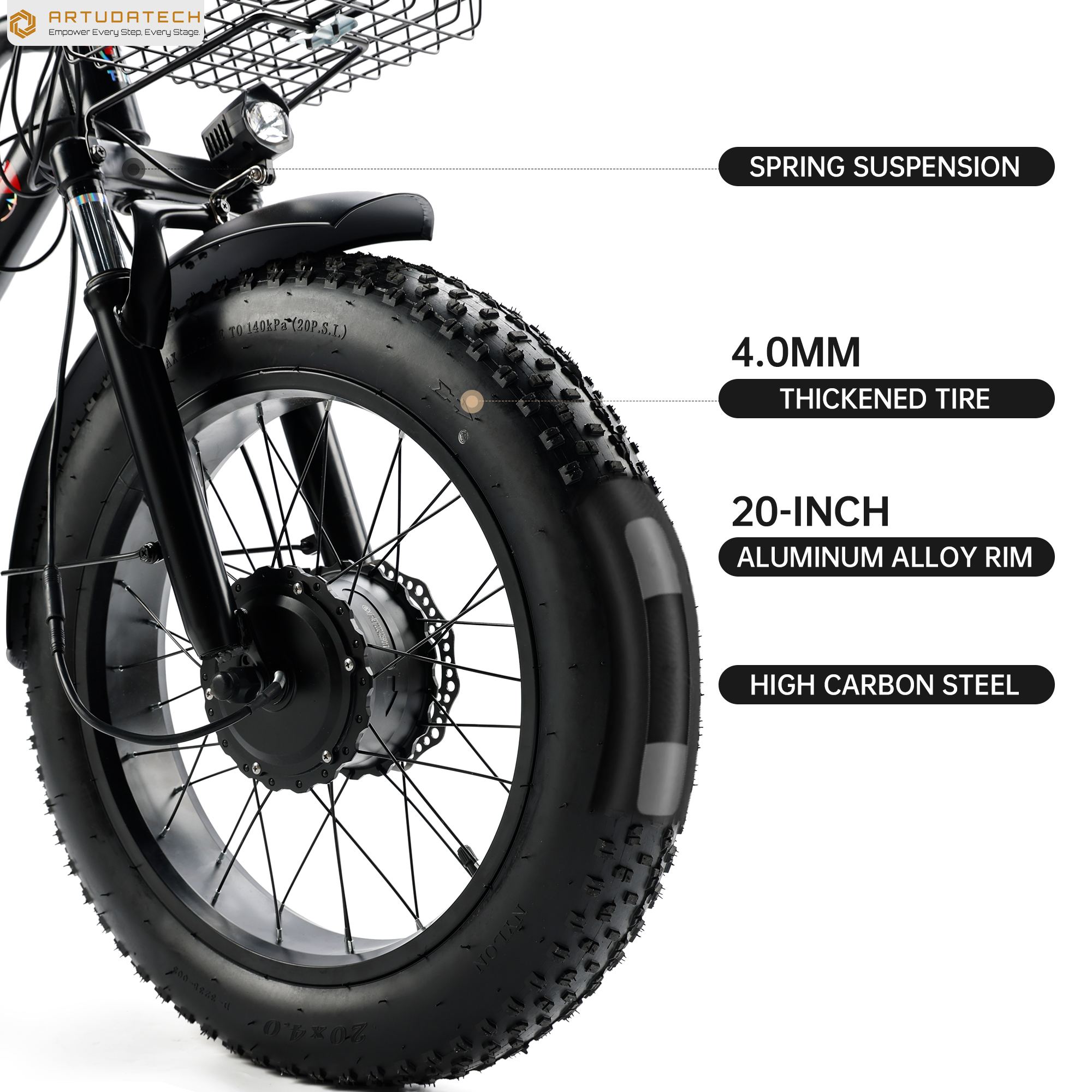 ARTUDATECH Electric Trike for Adults, 500W Motor, 3 Wheel Electric Bike with 25-mile Long Range, Dual Disc Brake, Fat Tire e trike with 48V 13Ah Battery