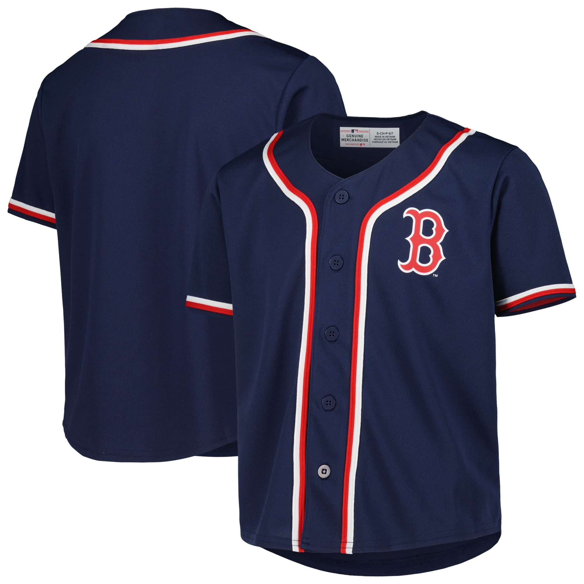 Youth Navy Boston Red Sox FullButton Replica Jersey