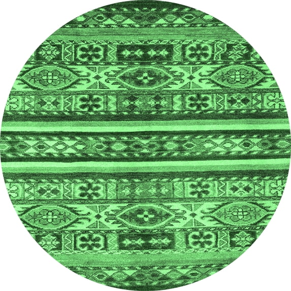 Ahgly Company Indoor Round Abstract Emerald Green Modern Area Rugs, 7' Round
