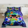 thumbnail image 2 of Manfei Graffiti Game Controller Queen Comforter Set, Teens Gamer Gaming Bedding Sets, Rainbow Tie Dye Bedding Comforter Set Breathable Home Decor, 3-Piece Reversible, 2 of 8